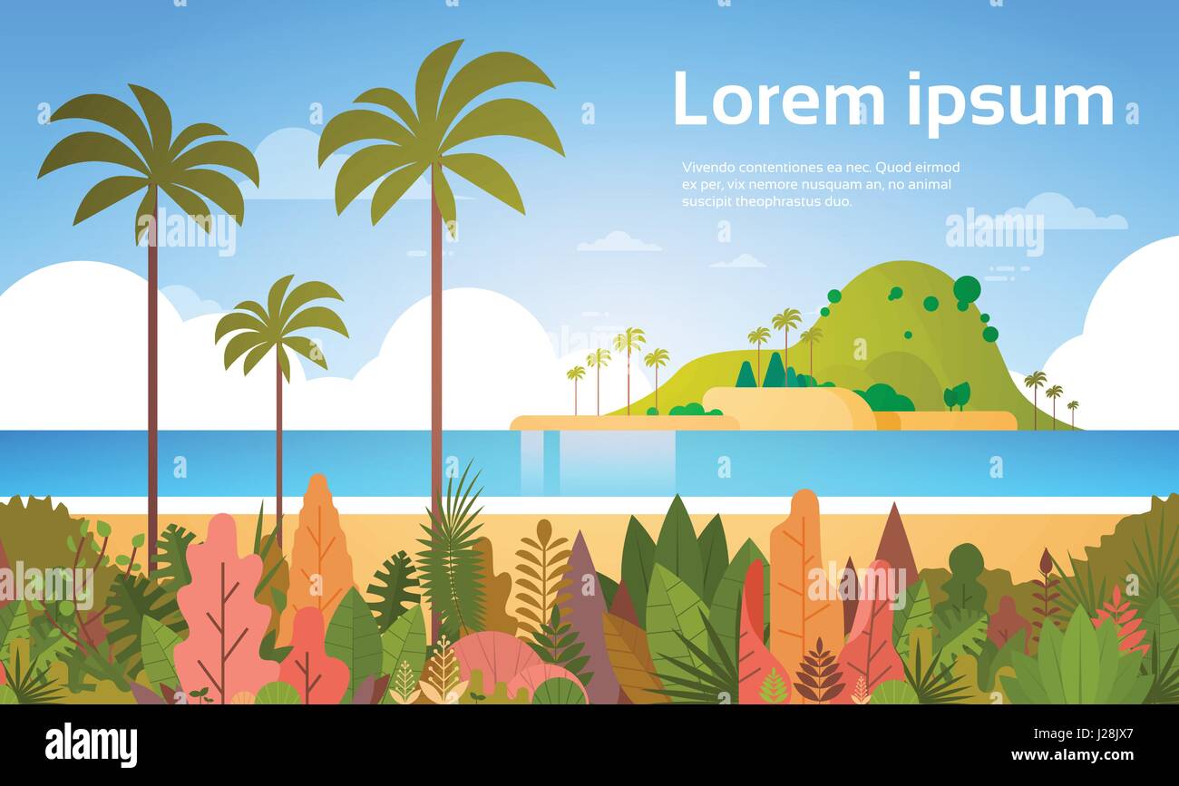 Tropical Beach Island Palm Tree Ocean Summer Vacation Concept Stock ...