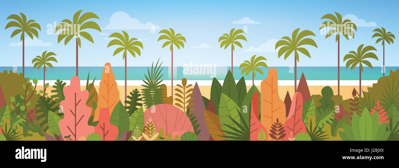 Tropical Beach Island Palm Tree Ocean Summer Vacation Concept Stock ...