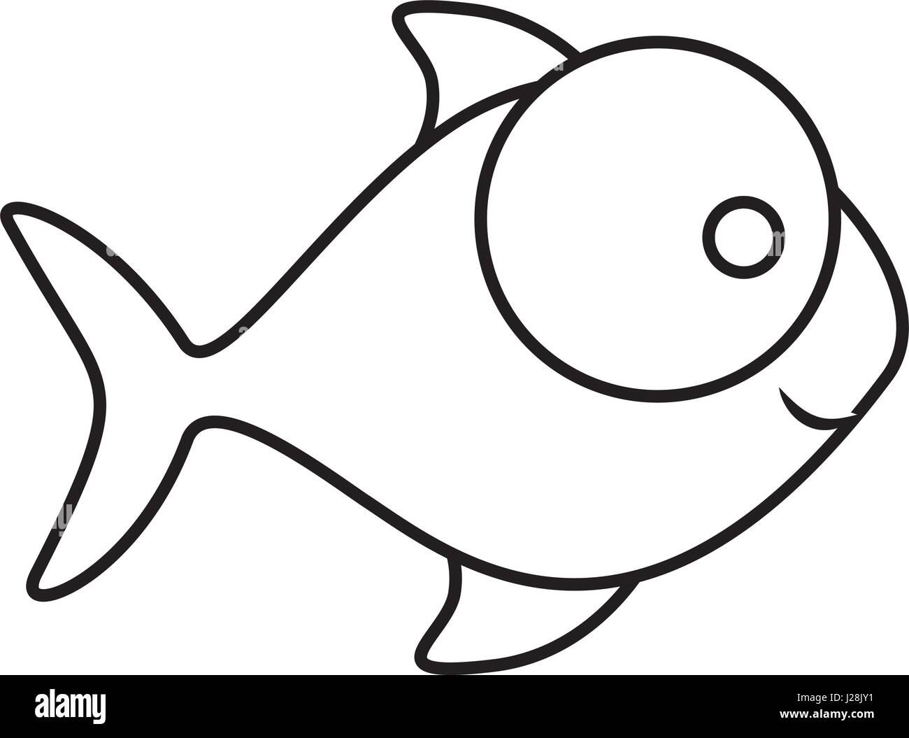 monochrome silhouette of fish with big eye and small pupil Stock Vector