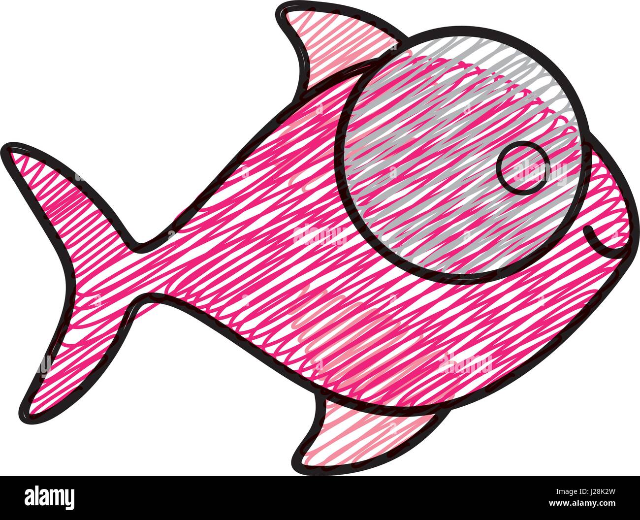 color pencil drawing of fish with big eye and small pupil Stock Vector