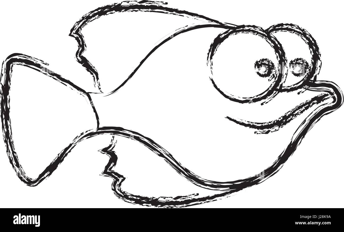 monochrome sketch of small fish with big eyes Stock Vector
