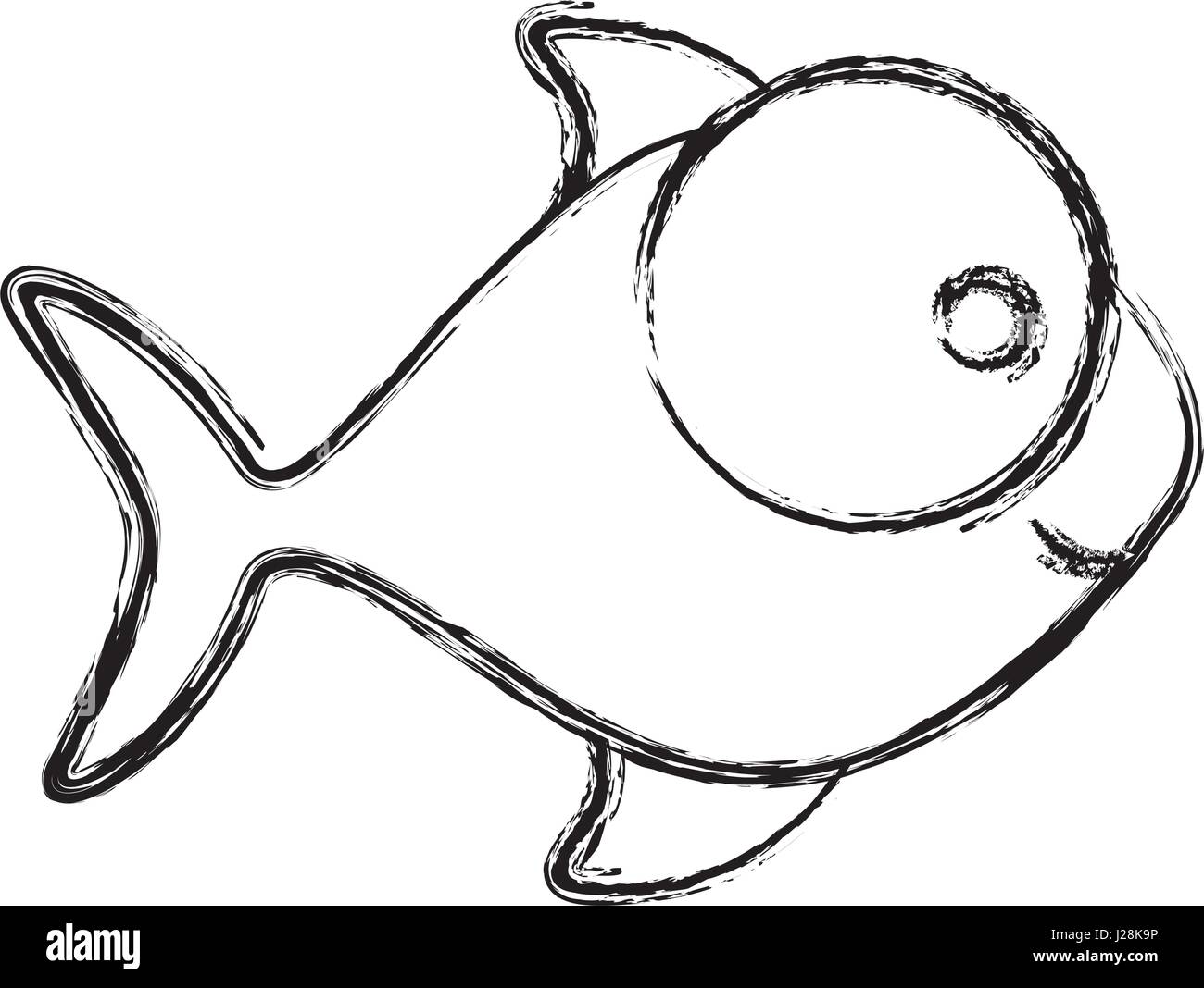 monochrome sketch of fish with big eye and small pupil Stock Vector