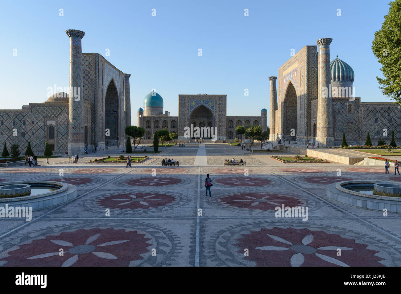 Uzbekistan, Samarkand Province, Samarkand, The Registan, the main square on the Silk Road Stock Photo
