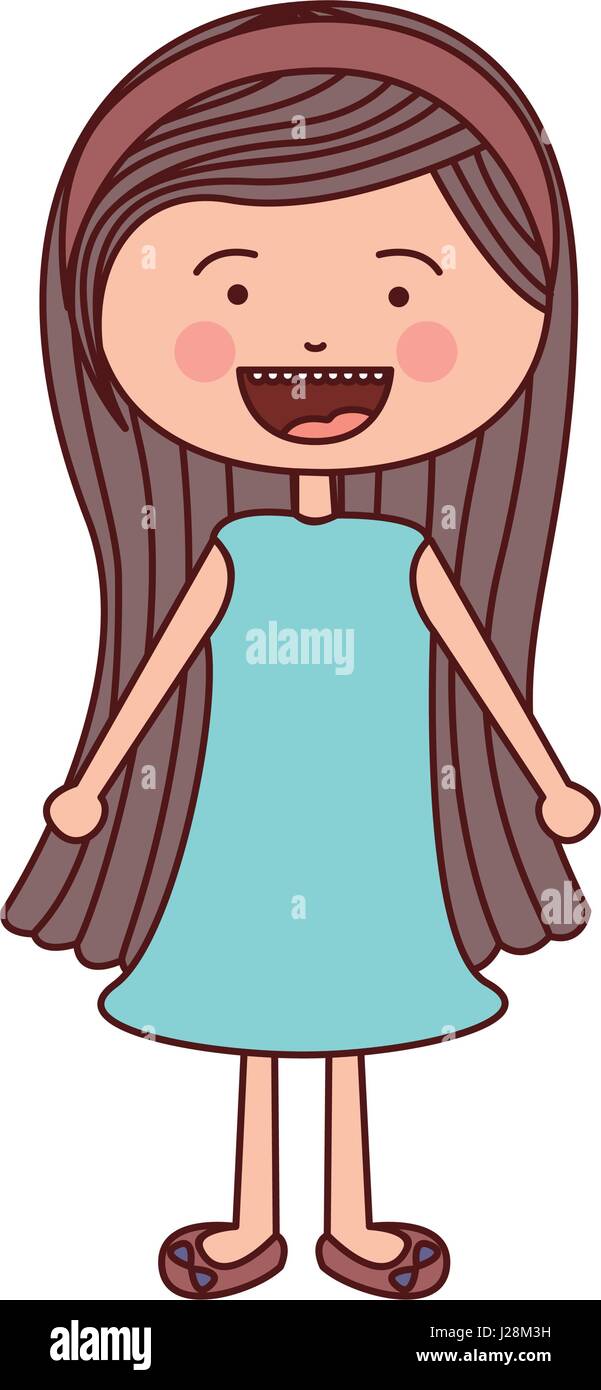 color silhouette smile expression cartoon long hair girl with blue dress  Stock Vector Image & Art - Alamy