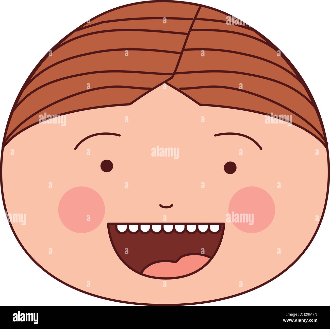 Color Silhouette Smile Expression Cartoon Front Face Guy With