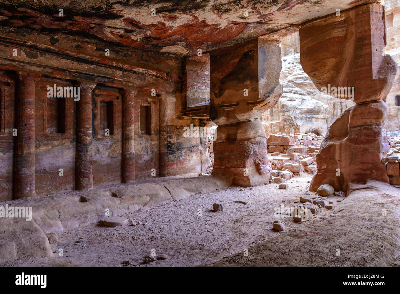 Jordan, Ma'an Gouvernement, Petra District, The legendary rock city of Petra, main attraction: 'Treasure House of the Pharaoh', UNESCO World Heritage Stock Photo