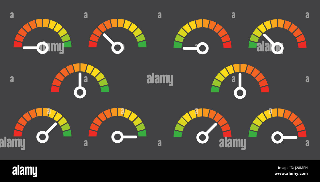 Meter signs infographic gauge element from red to green and green to ...