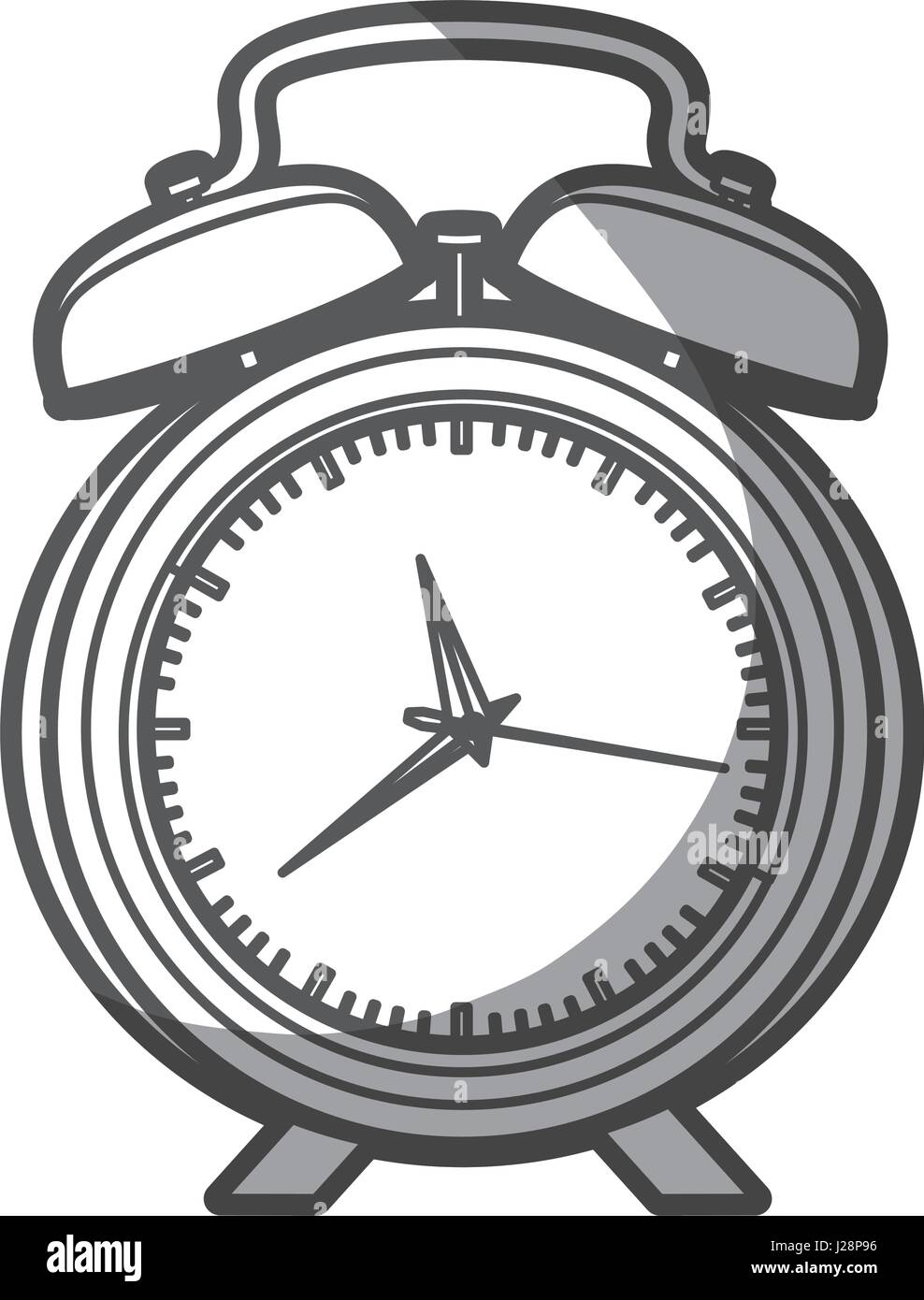 grayscale silhouette of alarm clock with thick contour Stock Vector ...