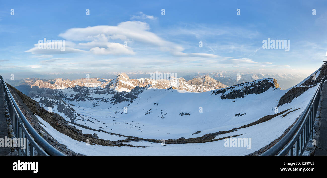 Säntis Region Mountains Panorama HDR Stock Photo