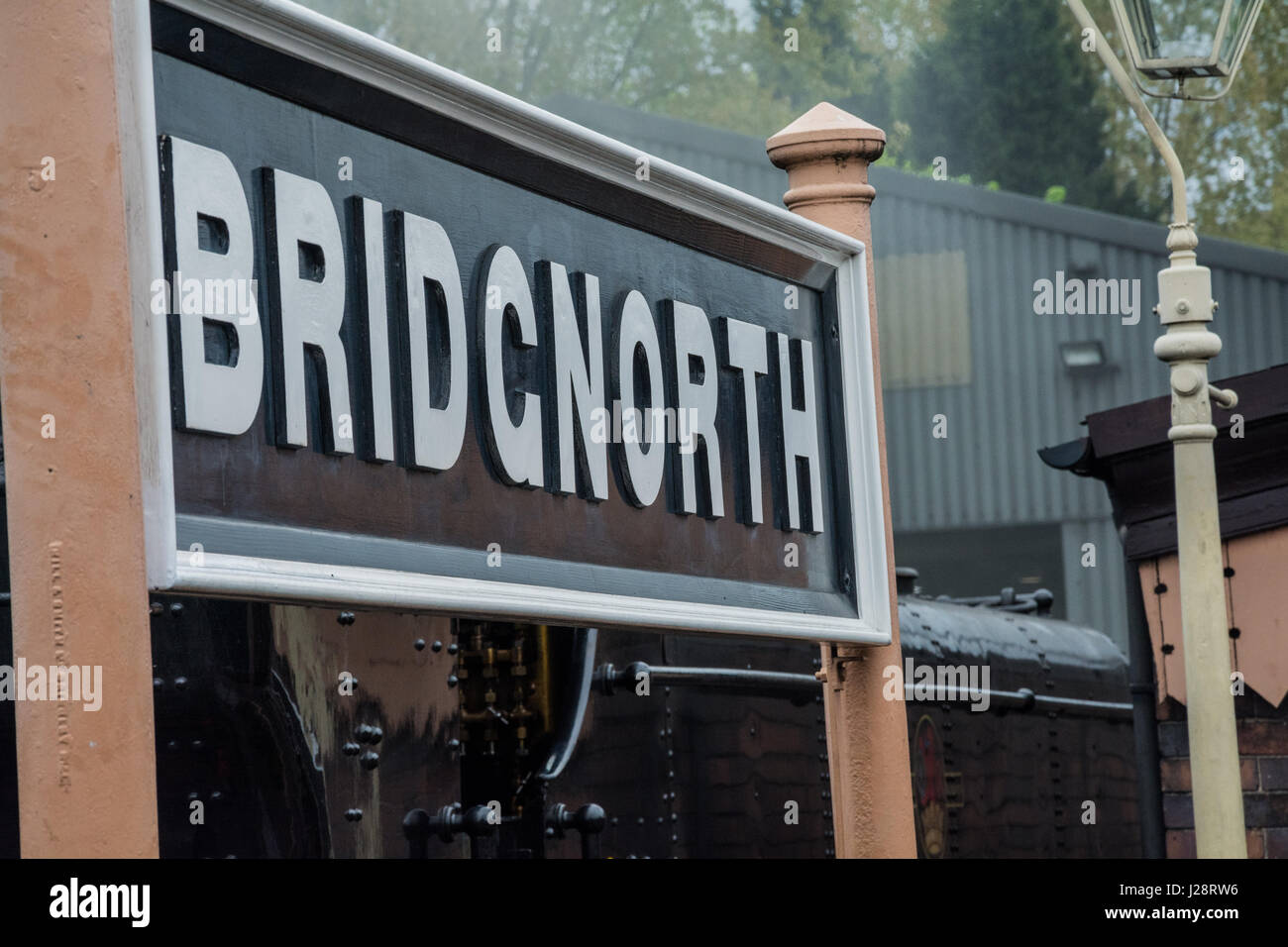 Vintage sign at Bridgnorth Railway station, Shropshire, West Midlands. Severn Valley Railway. Stock Photo