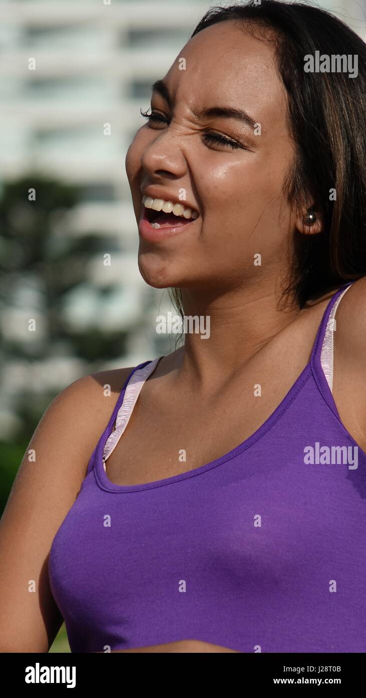 Excited Hispanic Teenage Girl Stock Photo