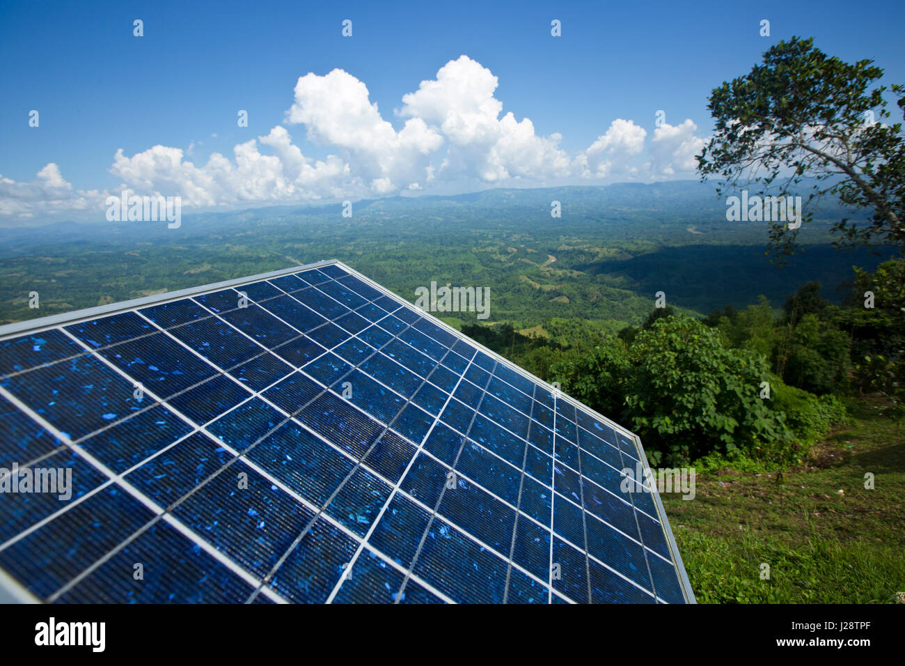 A solar panel on the Nilgiri Hill Resort in Bandarban, Bangladesh. Stock Photo