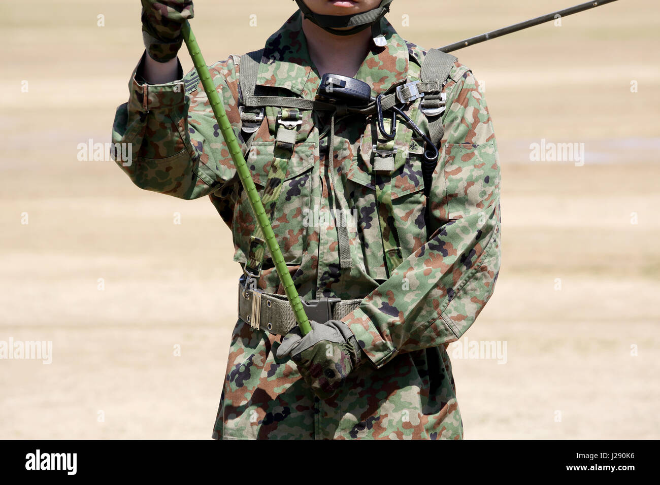 Japanese soldier with military camouflage uniform Stock Photo