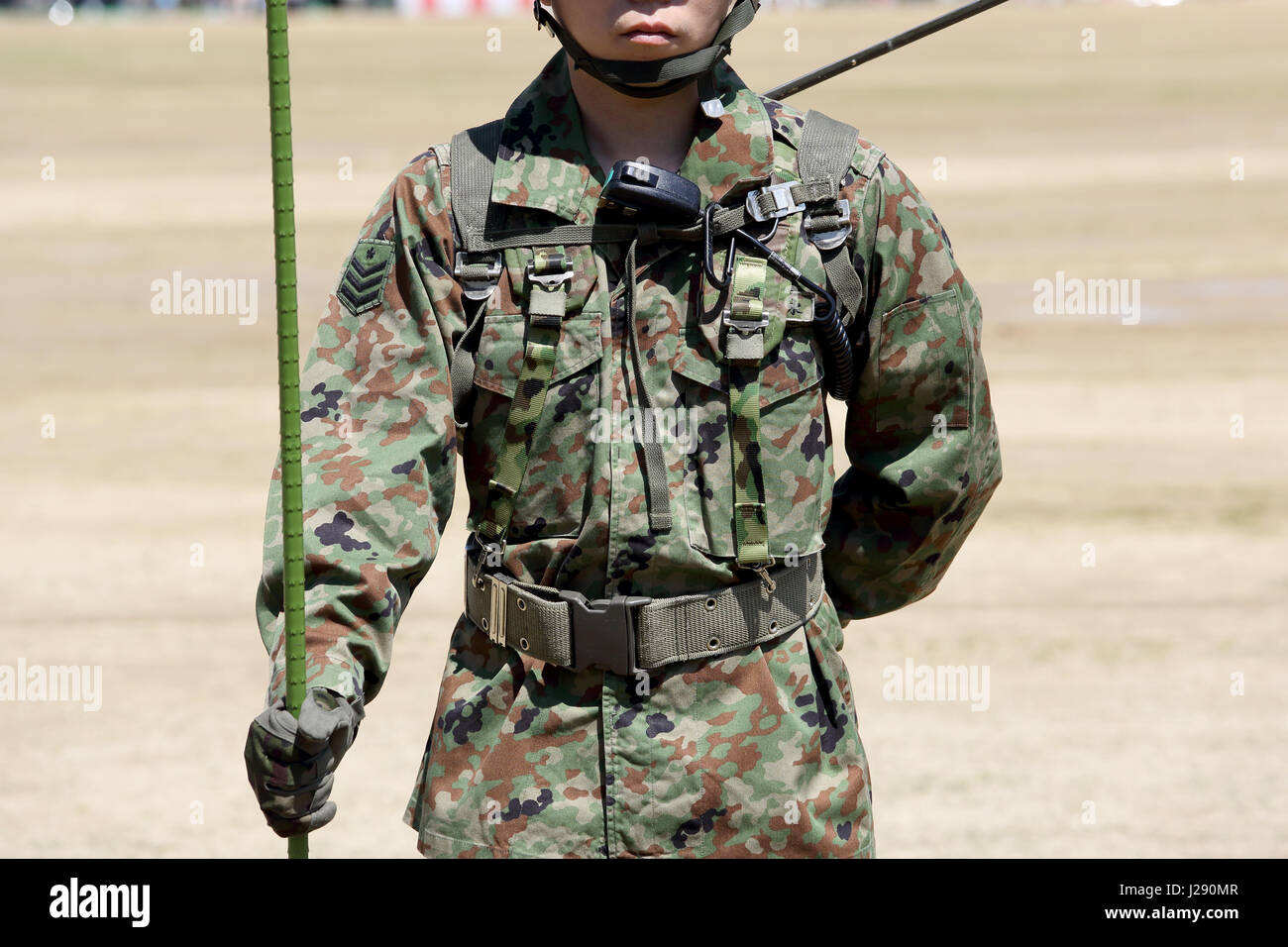 Japanese soldier with military camouflage uniform Stock Photo