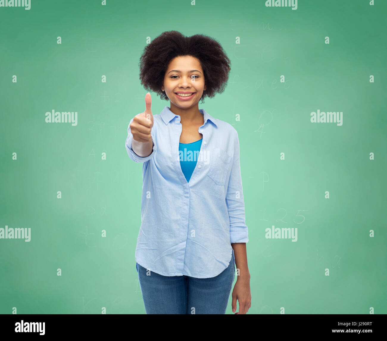 happy afro american woman showing thumbs up Stock Photo