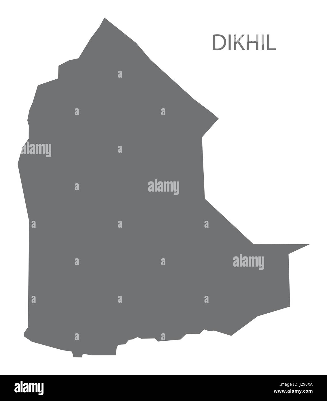 Dikhil Djibouti Map grey illustration silhouette Stock Vector