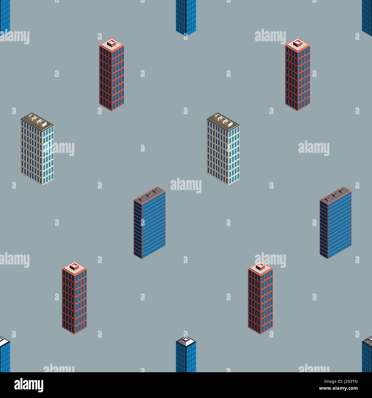 City seamless pattern. Isometric buildings 3d low poly. Vector ...