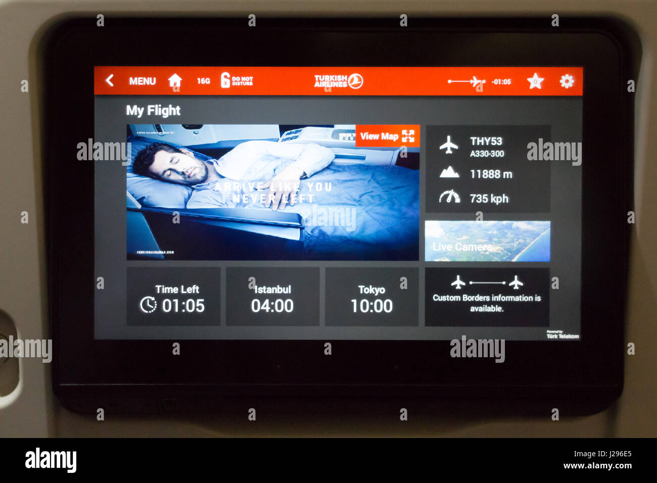 Tokio, Japan April 8th, 2017 Inflight Entertainment touch screen