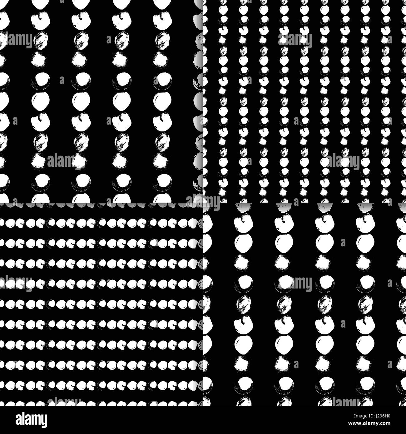 Vector seamless pattern set with circles brush strokes. Black and white ...
