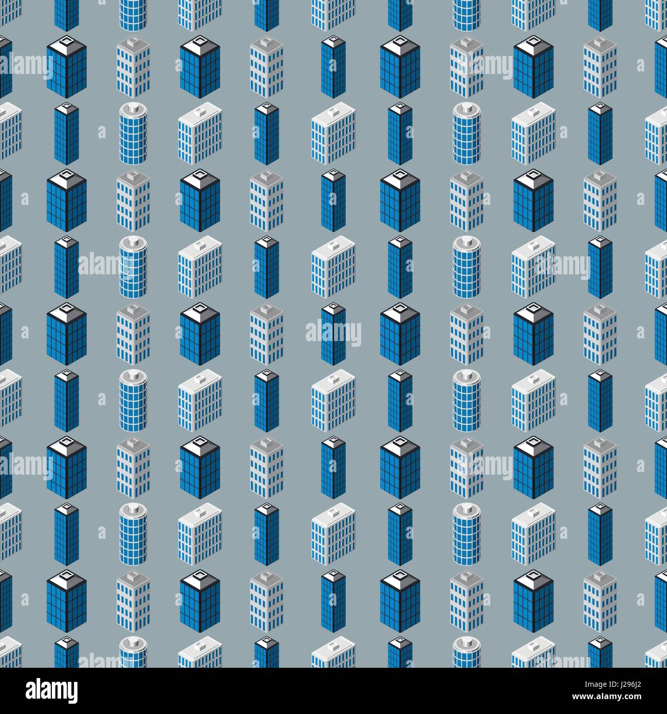 City seamless pattern. Isometric buildings 3d low poly. Vector ...