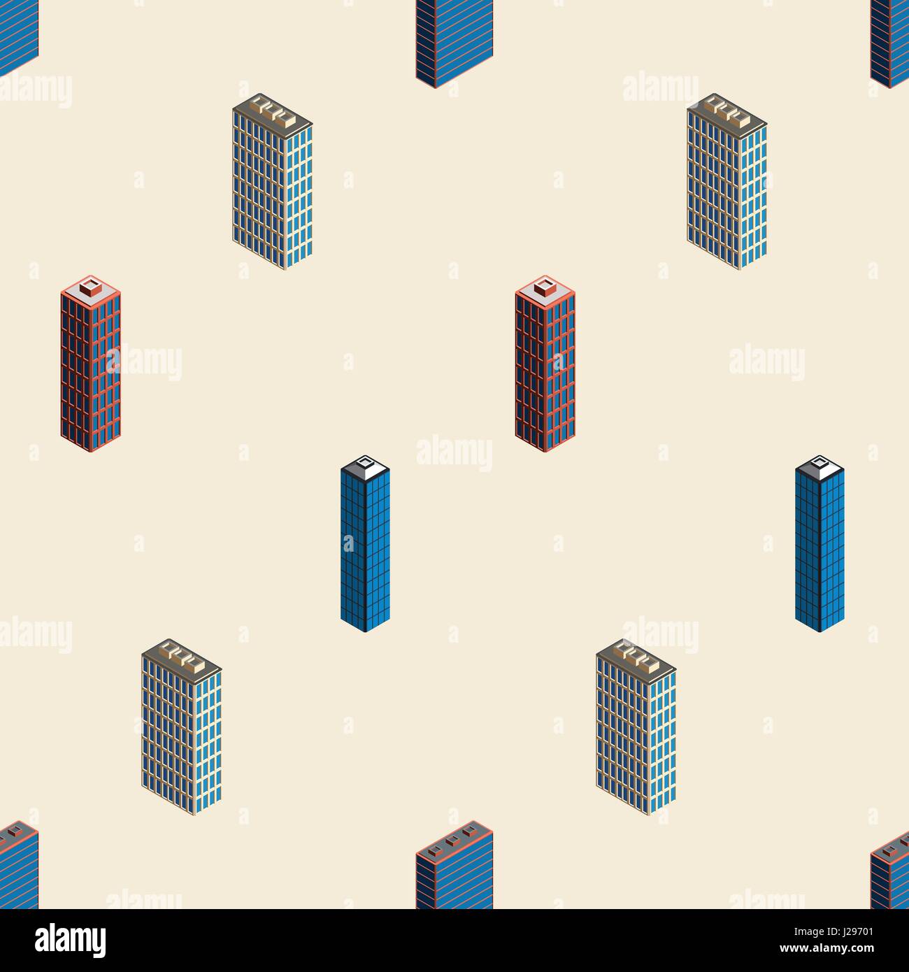 City seamless pattern. Isometric buildings 3d low poly. Vector ...