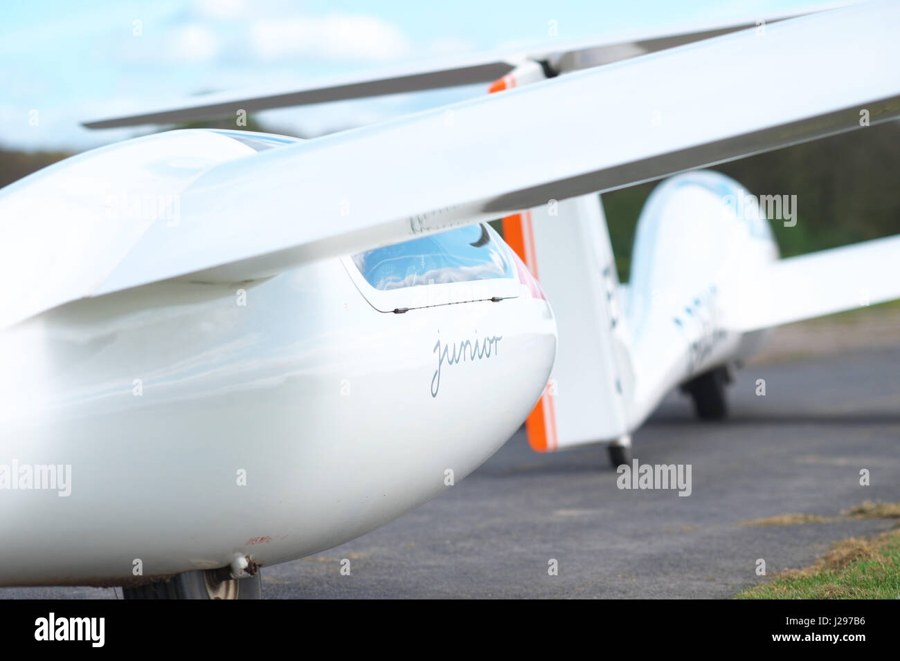 Gliders two gliding club gliders waiting to launch Stock Photo