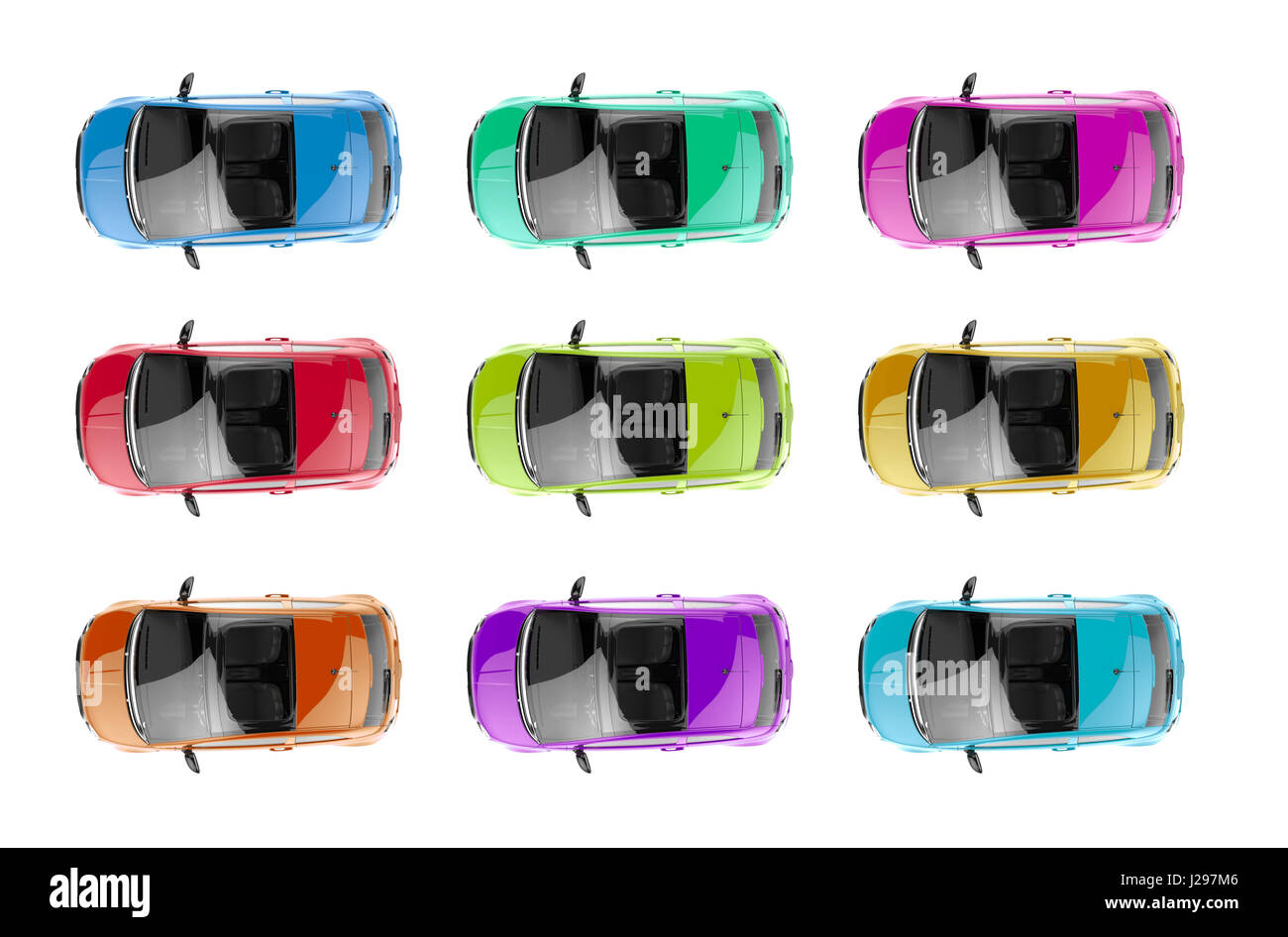 Collection of generic colorful city cars isolated on a white background ...