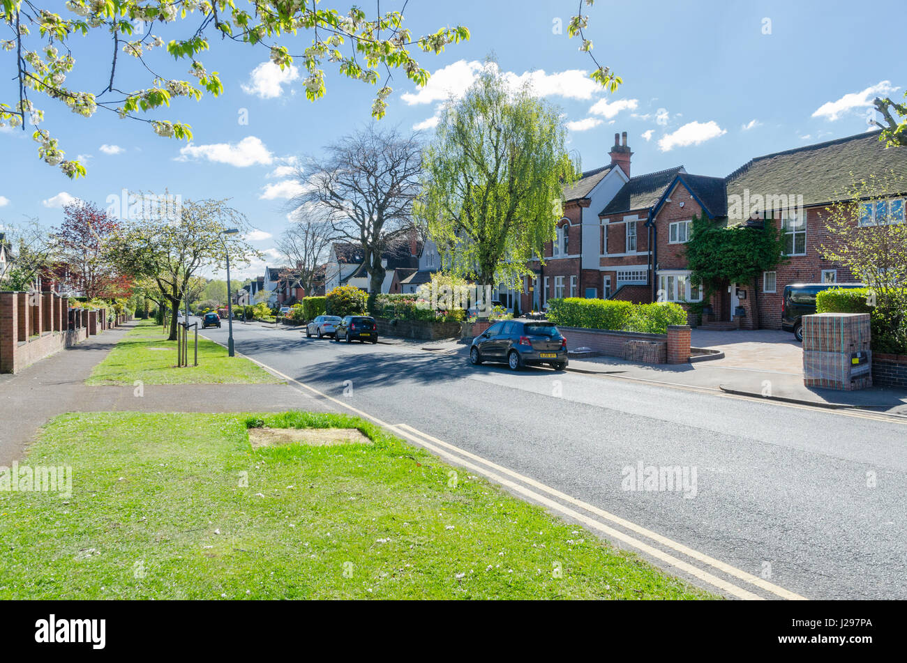 Large houses in Barlows Road in the smart Birmingham suburb of Harborne