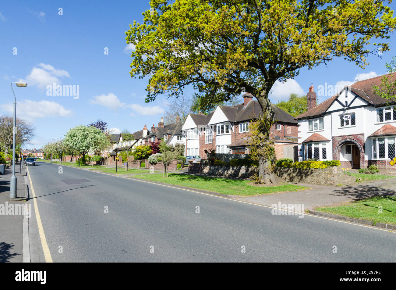 Large houses in Barlows Road in the smart Birmingham suburb of Harborne