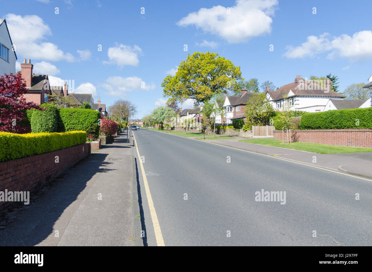 Large houses in Barlows Road in the smart Birmingham suburb of Harborne