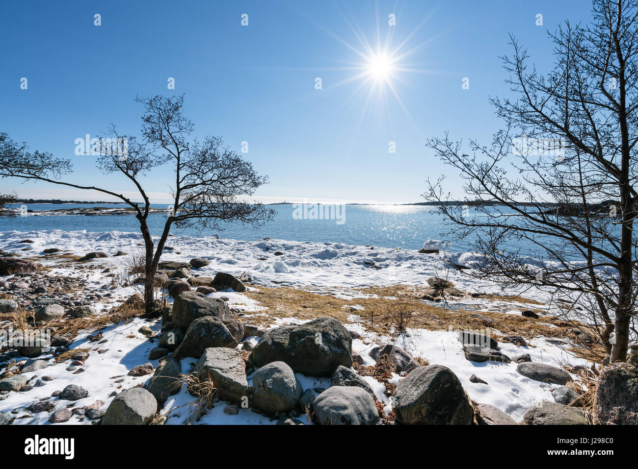 Sunny spring day in Porkkala, Kirkkonummi, Finland, Europe, EU Stock
