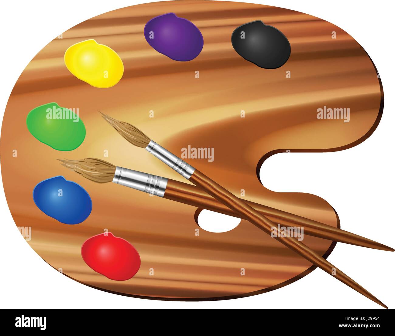 Paint palette and brush on a white background Stock Vector Image & Art