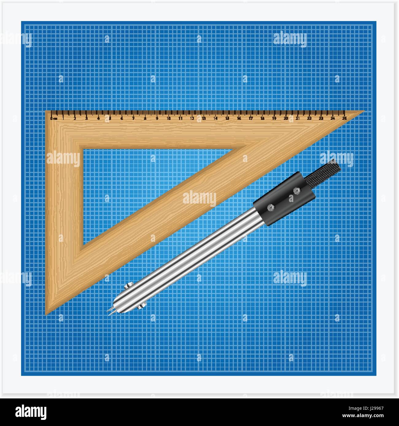 Blueprint and ruler instruments on a white background Stock Vector ...