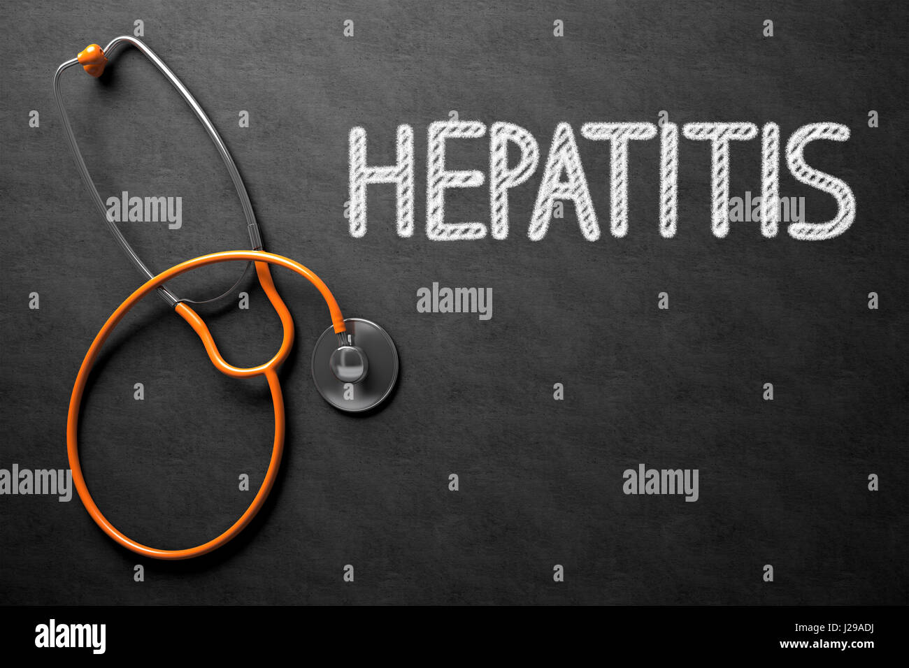 Hepatitis Concept on Chalkboard. 3D Illustration. Stock Photo