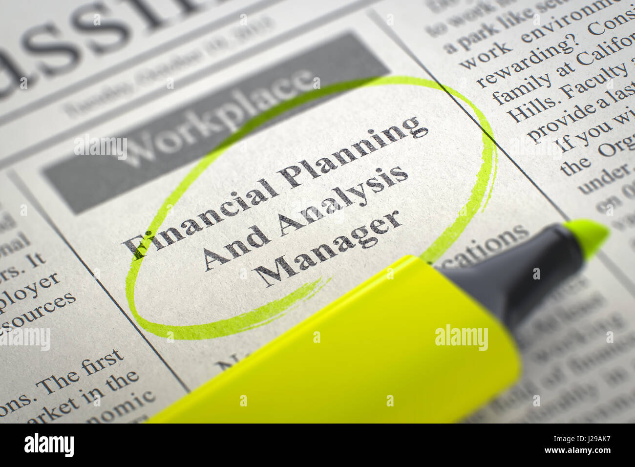 Job Opening Financial Planning And Analysis Manager. 3d. Stock Photo
