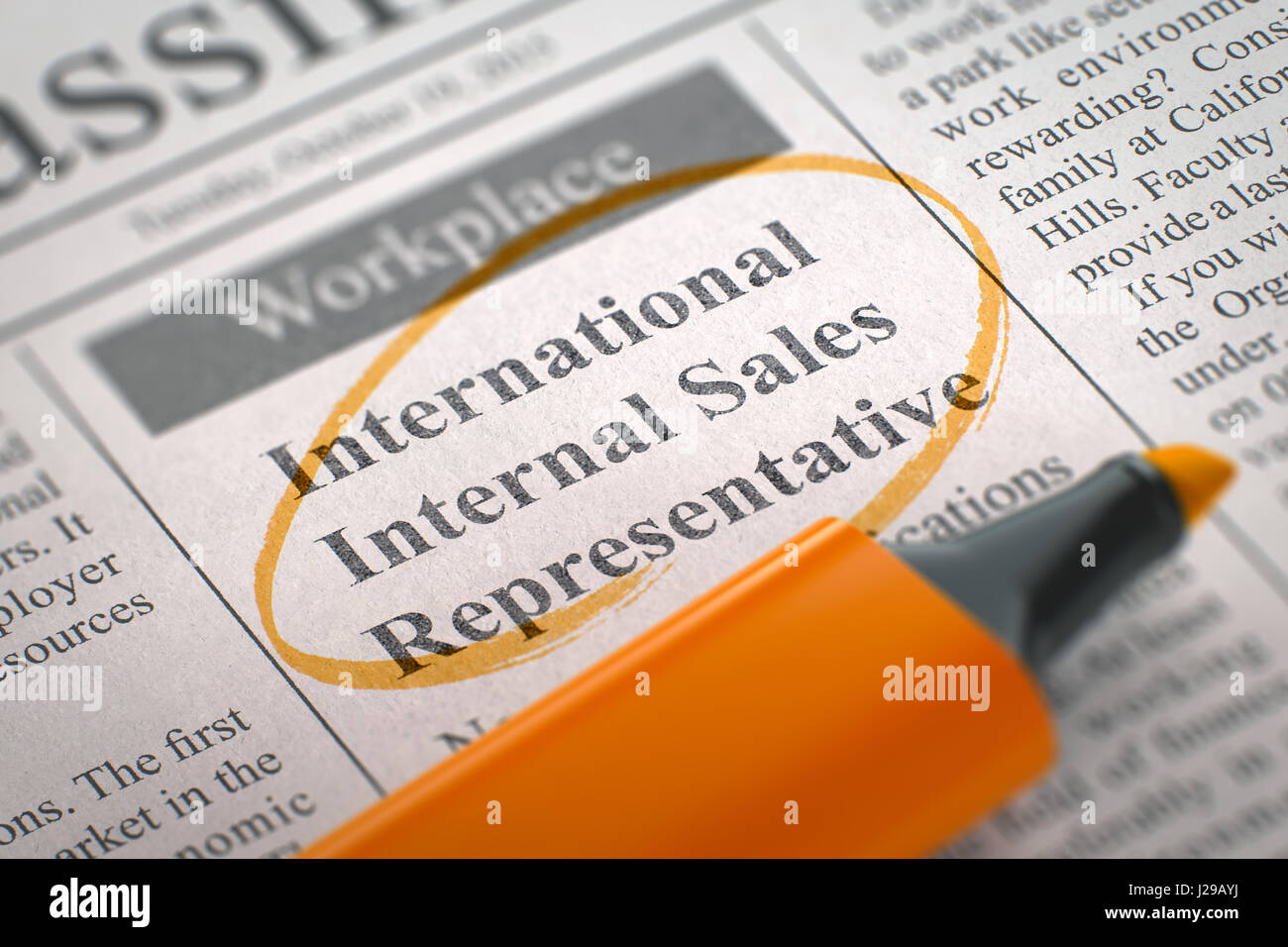 International Internal Sales Representative Join Our Team. 3d. Stock Photo