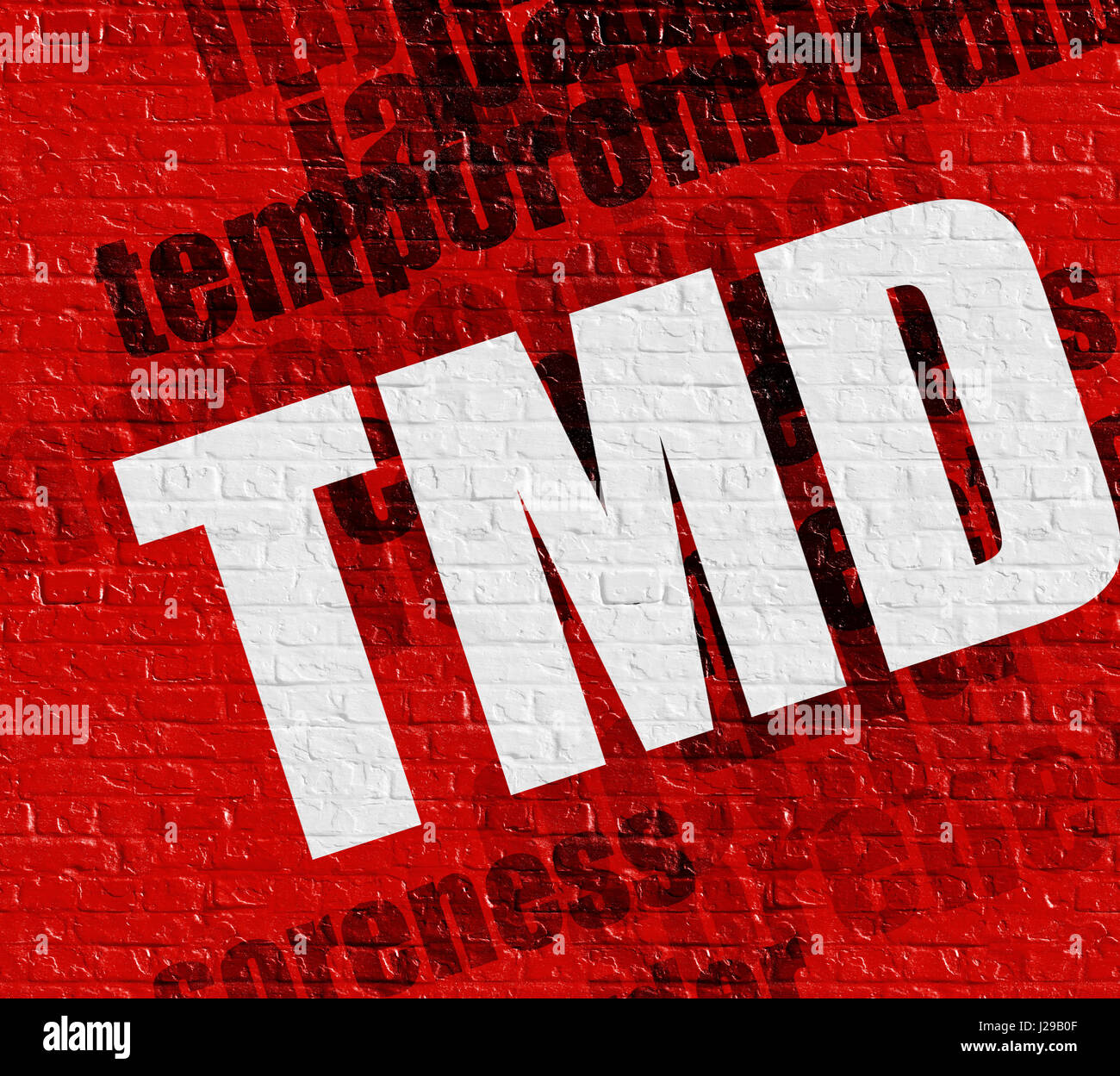 Medicine concept: TMD on Red Brick Wall . Stock Photo