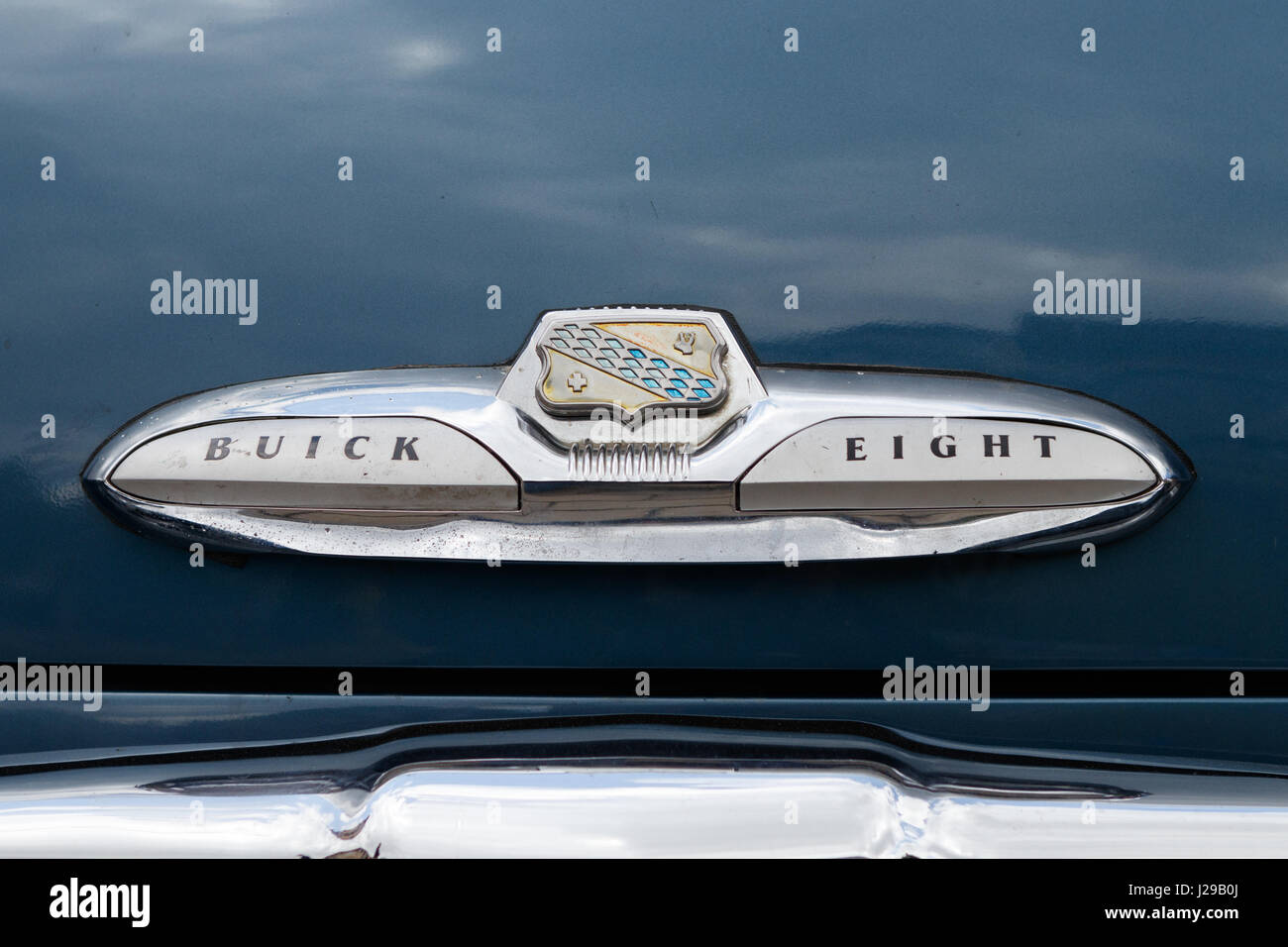 LUDWIGSBURG, GERMANY - APRIL 23, 2017: Buick Special oldtimer car at the eMotionen event on April 23, 2017 in Ludwigsburg, Germany. Close-up of the re Stock Photo