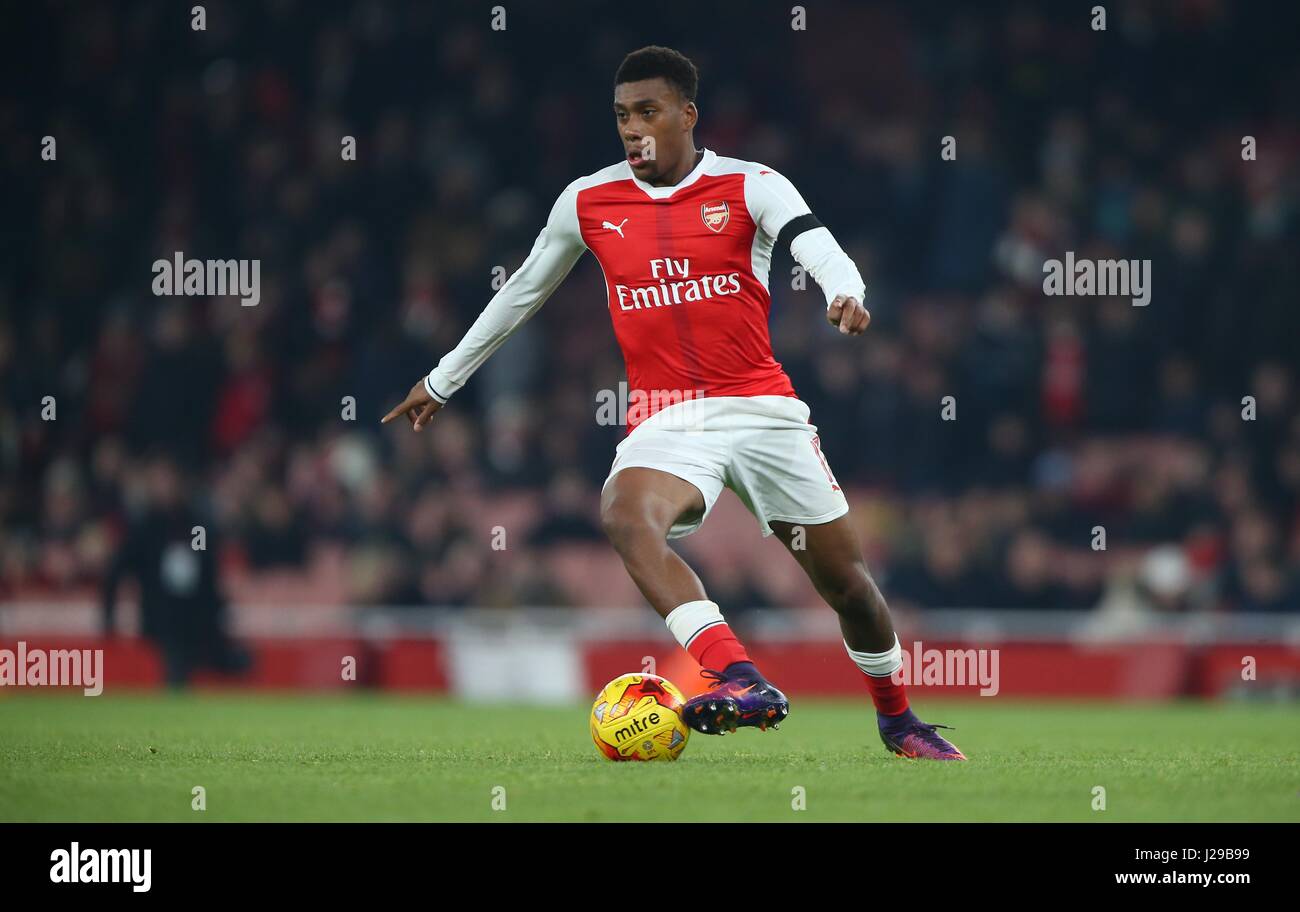 Arsenal's Alex Iwobi during the EFL Cup Quater-final match between Arsenal and Southampton at the Emirates Stadium in London. November 30, 2016. EDITORIAL USE ONLY - FA Premier League and Football League images are subject to DataCo Licence see www.football-dataco.com Stock Photo