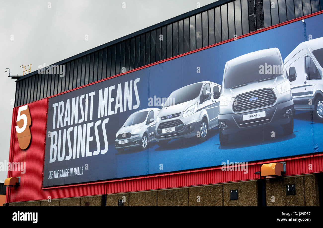 Ford Transit advertisement at the Commercial Vehicle Show, NEC, Birmingham, UK Stock Photo