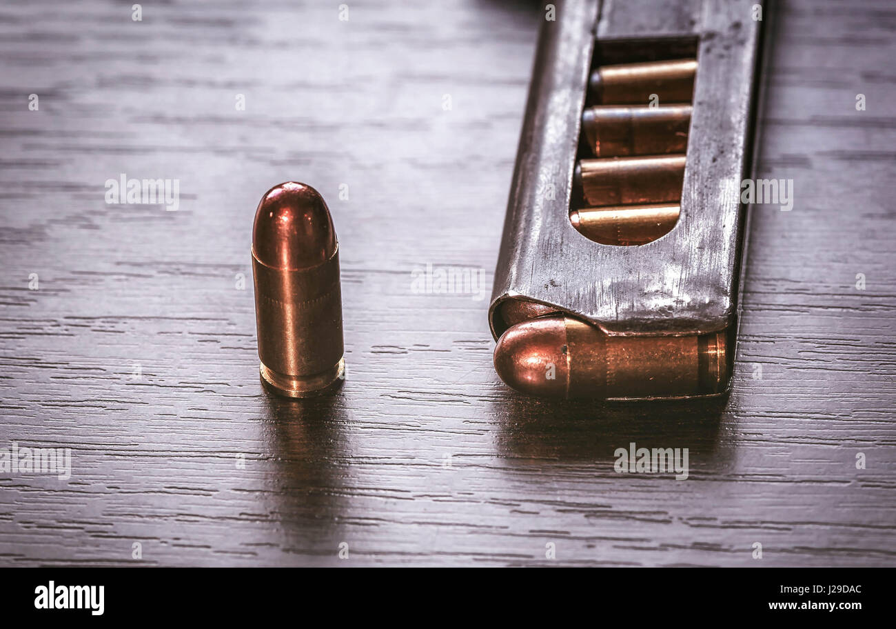 Gun magazine with 9mm caliber bullets Stock Photo Alamy