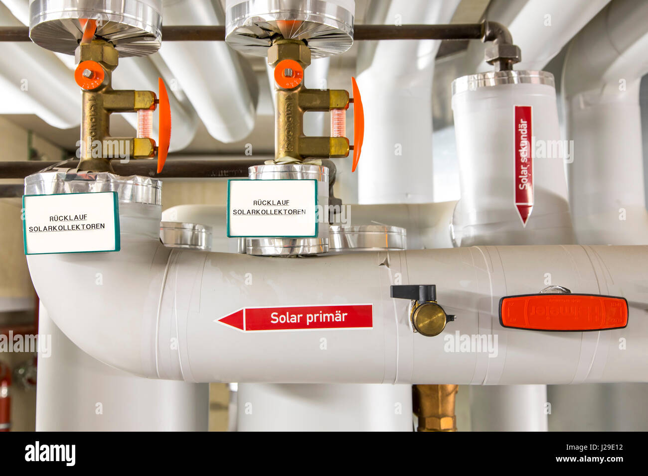 Pipelines, in a heating boiler, water circuit of hot water, heated by a