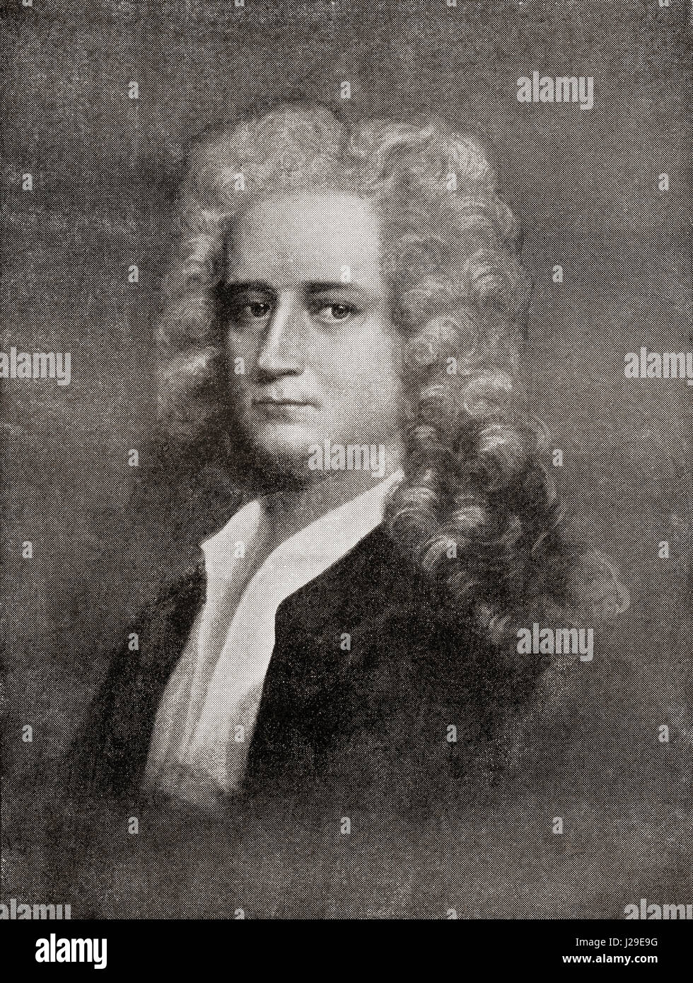 Joseph Addison, 1672 – 1719.  English essayist, poet, playwright, and politician.  From The International Library of Famous Literature, published c. 1900 Stock Photo