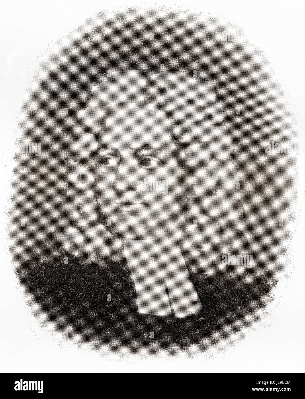 Jonathan Swift, 1667 – 1745.  Anglo-Irish satirist, essayist, political pamphleteer (first for the Whigs, then for the Tories), poet and cleric who became Dean of St Patrick's Cathedral, Dublin, Ireland.  From The International Library of Famous Literature, published c. 1900 Stock Photo
