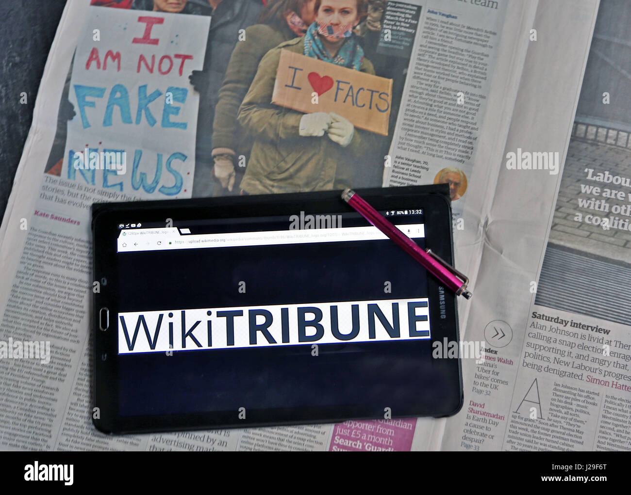 Wikipedia announces Wikitribune news website to counter 'fake news' Stock Photo
