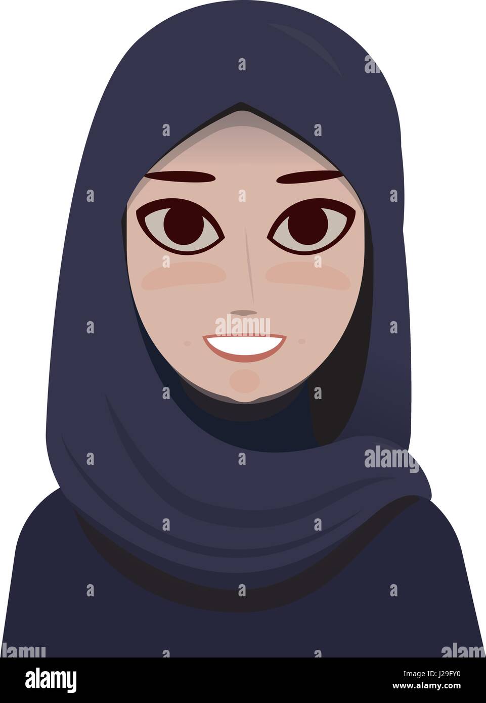 Cartoon Portrait of muslim beautiful woman in hijab Stock Vector