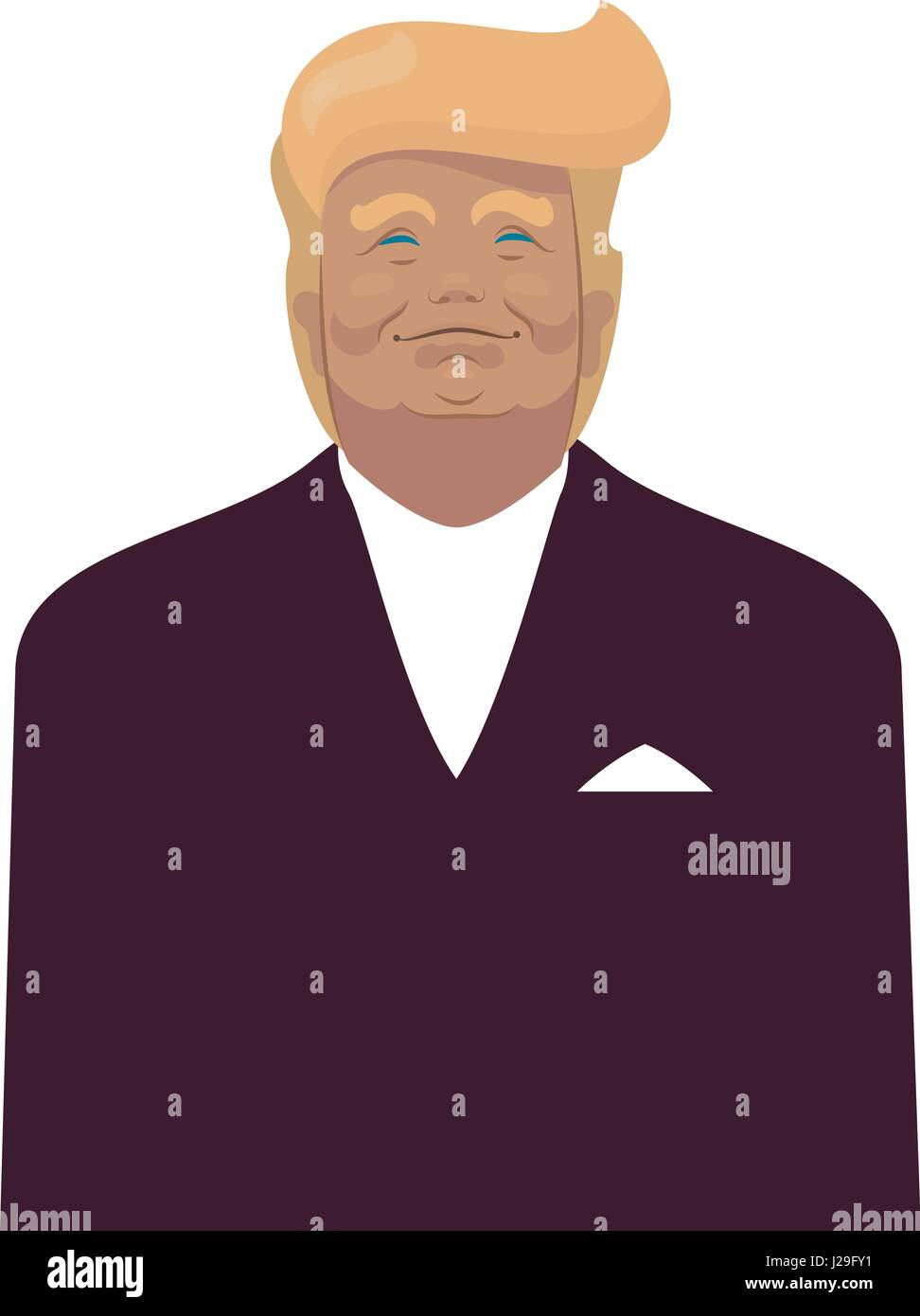 Cartoon Portrait of Donald Trump President of the United States of America USA Stock Vector