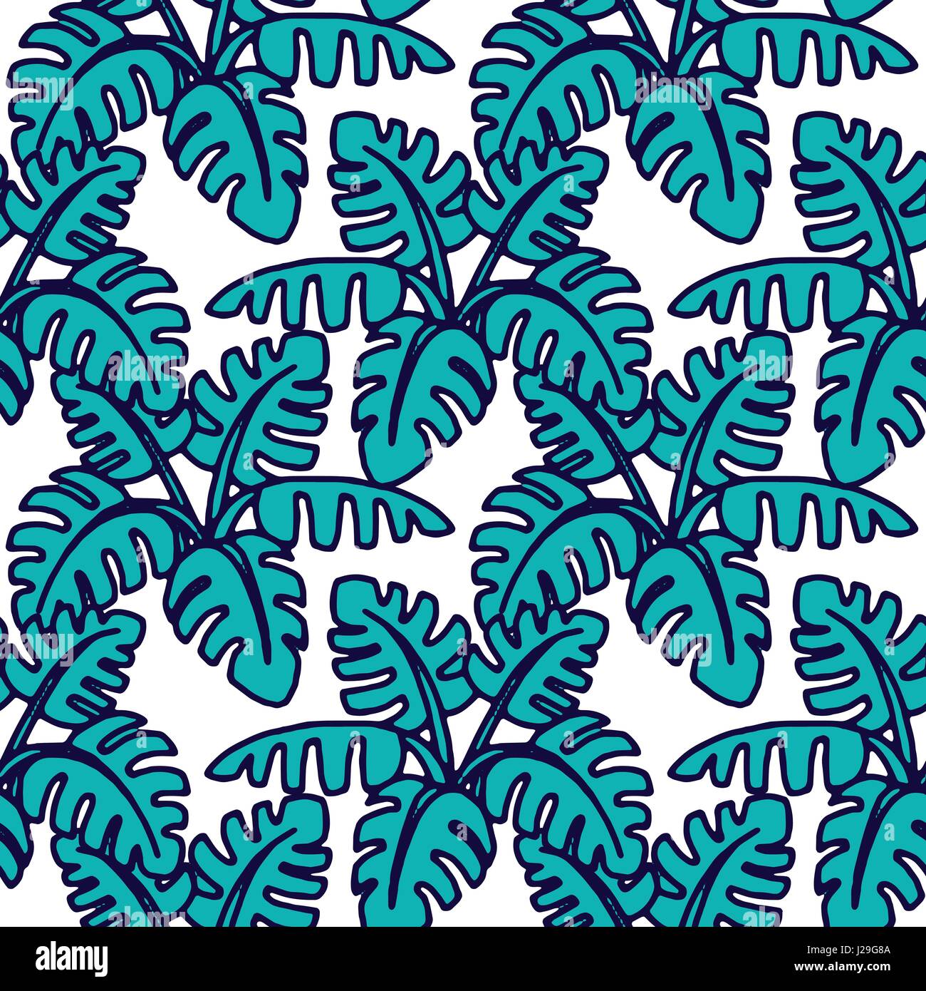 Seamless Tropical Jungle Palm Leaves Pattern Stock Vector Image & Art ...