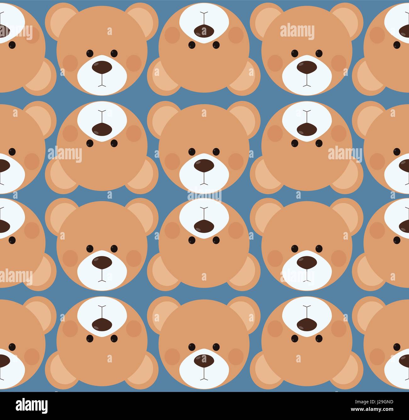 Seamless pattern background tile - cute Teddy bear plush heads Stock Vector