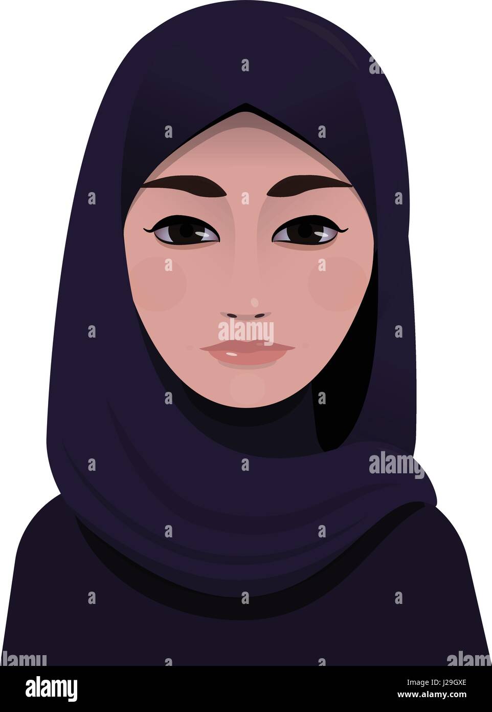 Portrait of muslim beautiful woman in violet hijab Stock Vector